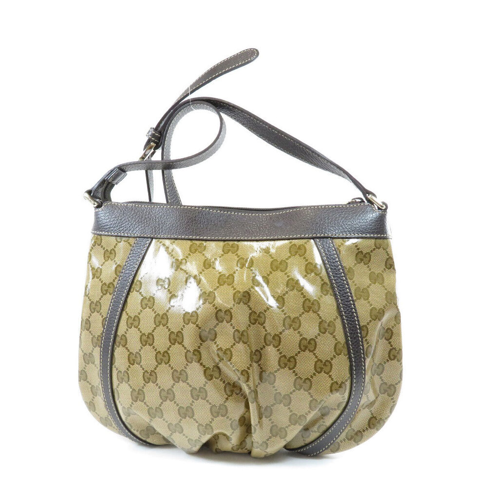 Gucci brown GG Ring Abbey Crystal Shoulder canvas leather beige Bag